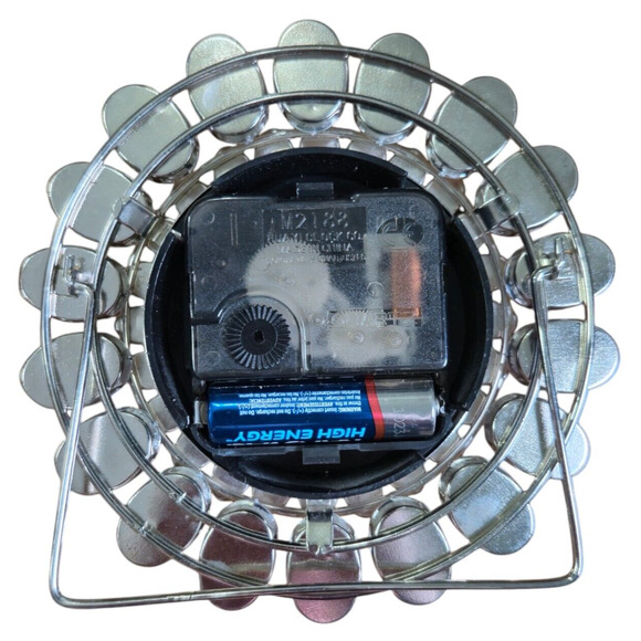 Round Table/Desk Top Clock 5.5" Clear Gem Beads Crystal Diamond Style MCM Posh - Picture 5 of 10